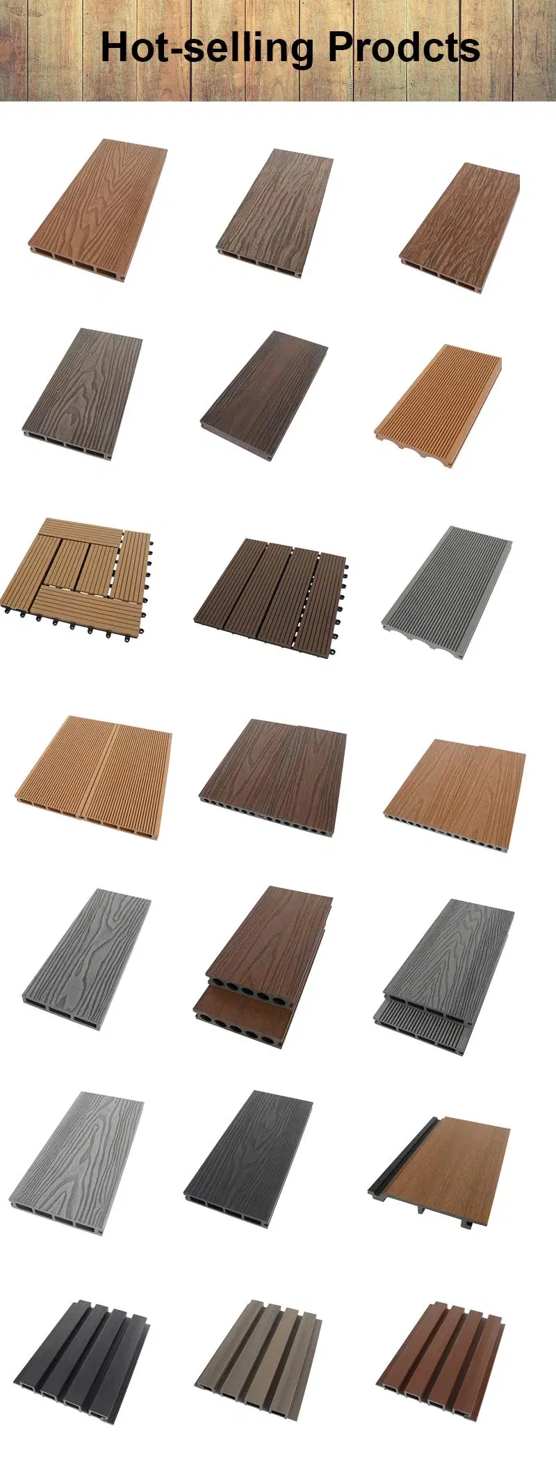 Anti-UV Exterior Decorative WPC Plastic Wood Vinyl Panel Outdoor PVC Wall Cladding for Decoration